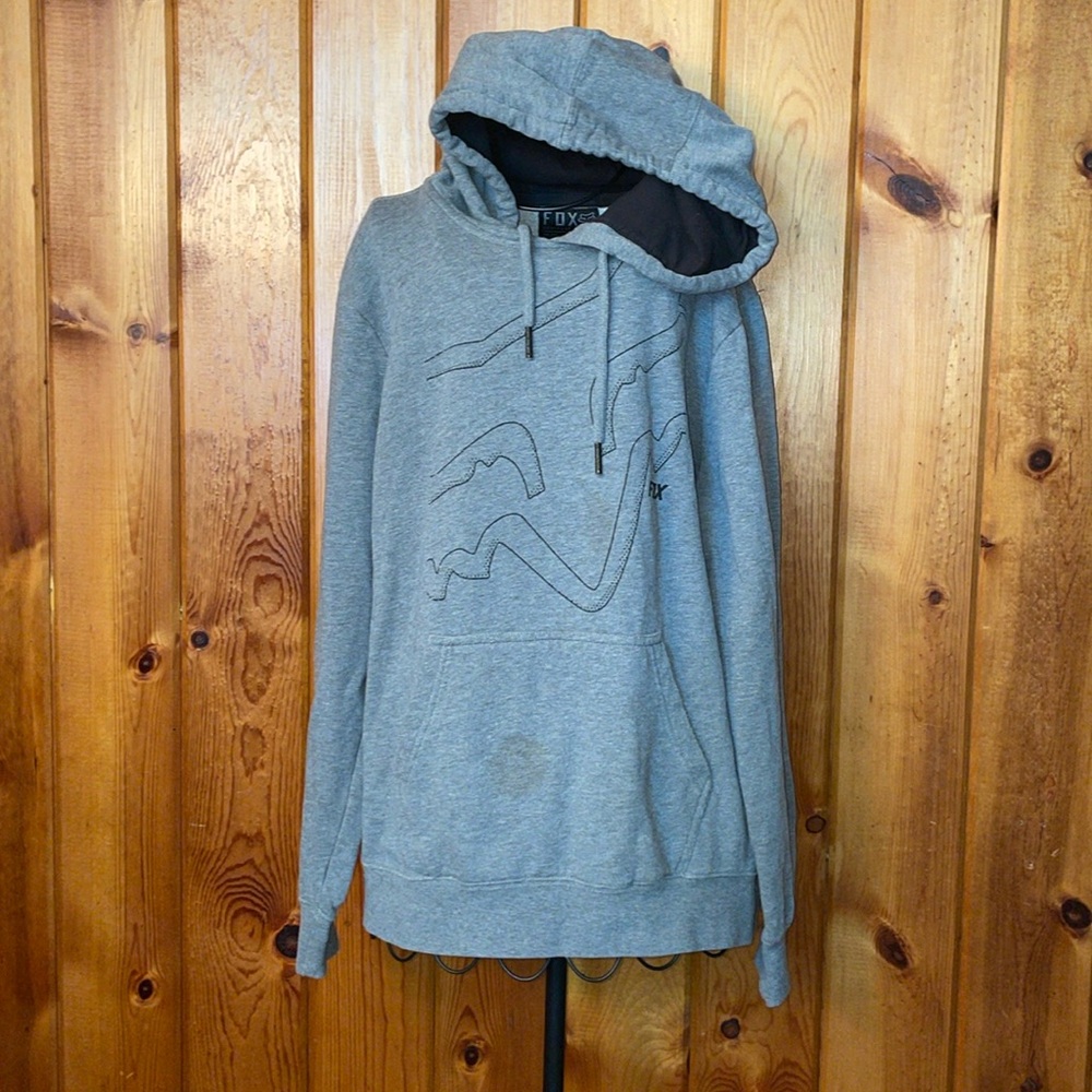 Fox racing hoodie gray and back sweatshirt size medium heritage forge dirt bike